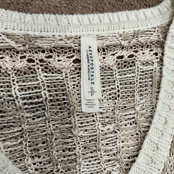 Tan/White Aeropostale Knitted Sweater - Picture 3 of 3